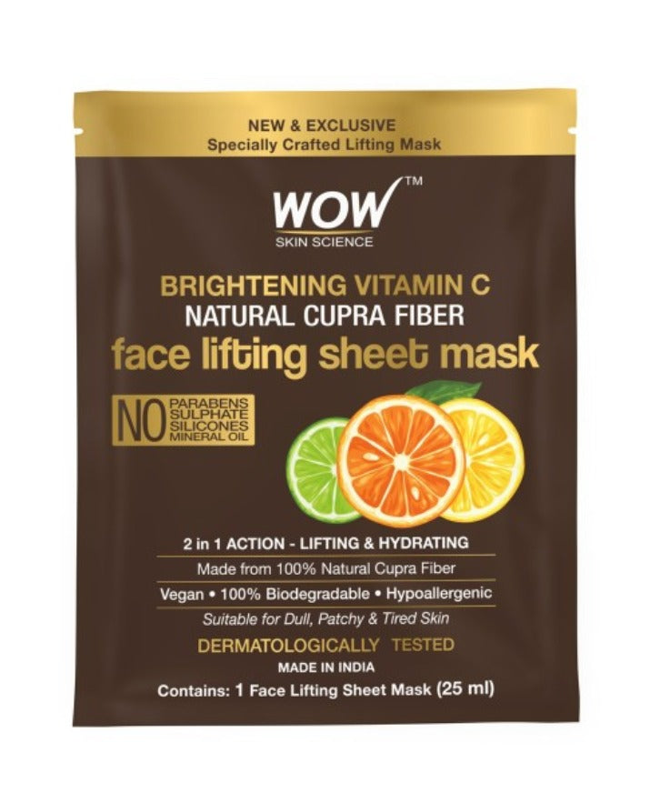 WOW SKIN SCIENCE Vitamin C Natural Fiber Cupra Face Lifting Sheet Mask 25ml