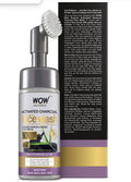 WOW SKIN SCIENCE Activated Charcoal Foaming Face Wash with Built-In Face Brush - 150 ml