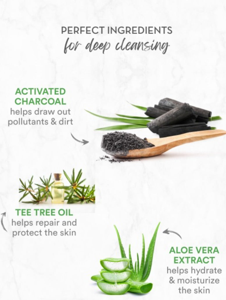 WOW SKIN SCIENCE Activated Charcoal Foaming Face Wash with Built-In Face Brush - 150 ml