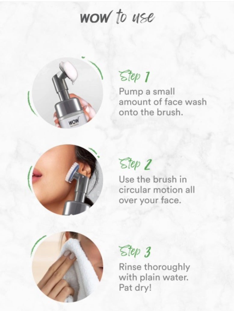 WOW SKIN SCIENCE Activated Charcoal Foaming Face Wash with Built-In Face Brush - 150 ml