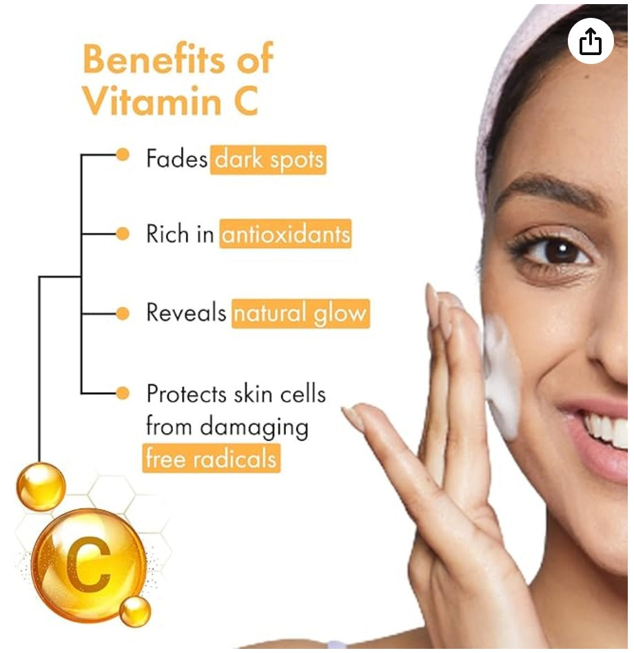 Good Vibes Vitamin C Glow Foaming Face Wash With Deep Cleansing Brush, 150 ml Non-Drying Brightening Face Cleanser For Clear Skin | No Parabens, No Sulphates, No Animal Testing