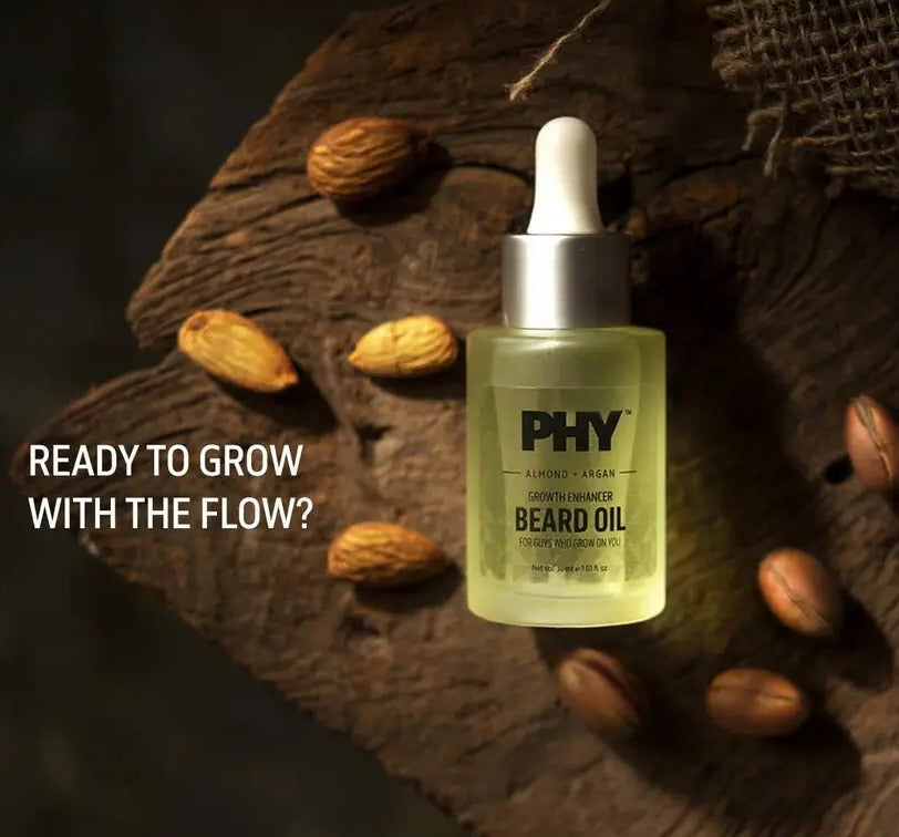 Phy Almond + Argan Beard Oil | Growth Enhancer | 8 Natural Oils | No Sulphates, Parabens, Silicones | For All Beard Types Hair Oil  (30 ml)