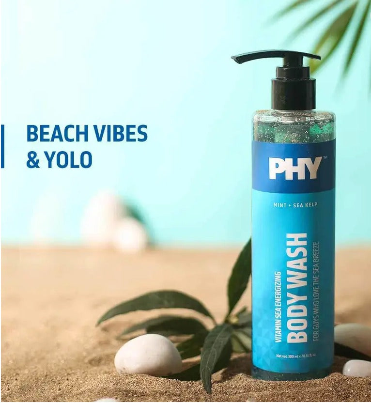 Phy Vitamin Sea Energizing Body Wash | With Refreshing Mint & Hydrating Sea Kelp | Non-Drying Cleansing Formulation, No Sulphates, Parabens & Silicones  (300 ml)