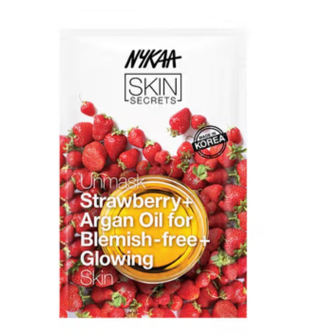 Nykaa Skin Secrets Exotic Indulgence Strawberry + Argan Oil Sheet Mask For Blemish - Free Skin