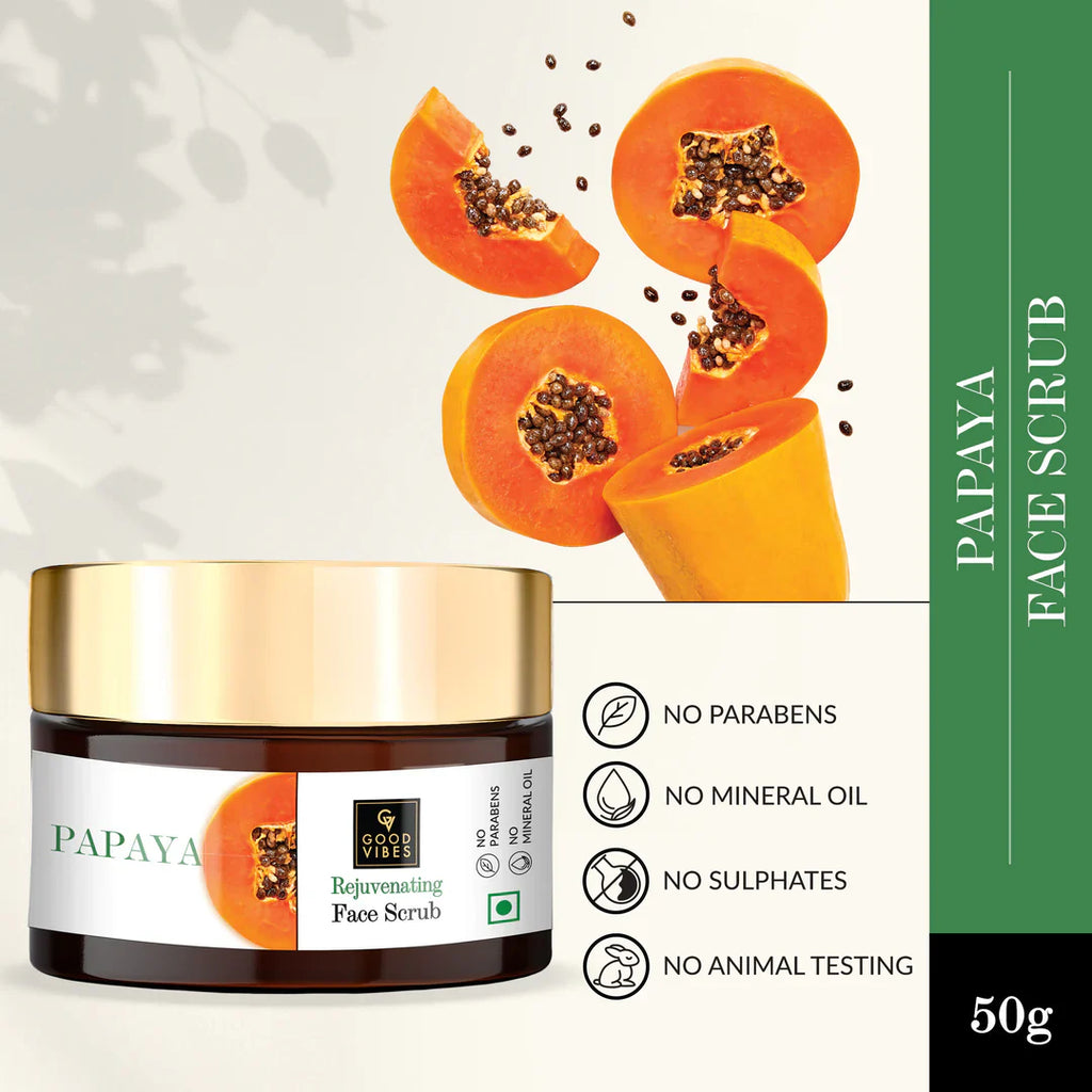 Papaya Rejuvenating Face Scrub l Good Vibes Brand!