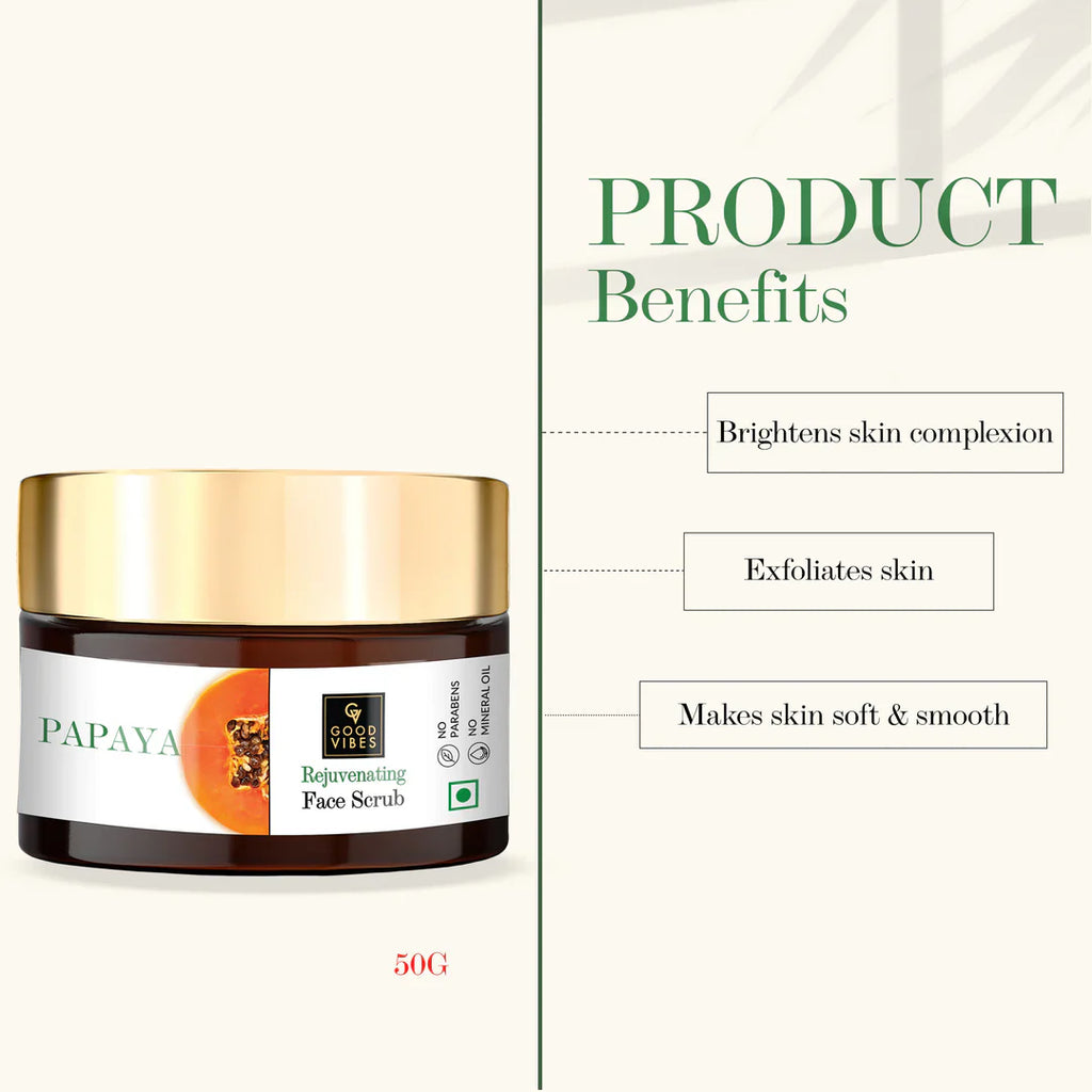 Papaya Rejuvenating Face Scrub l Good Vibes Brand!