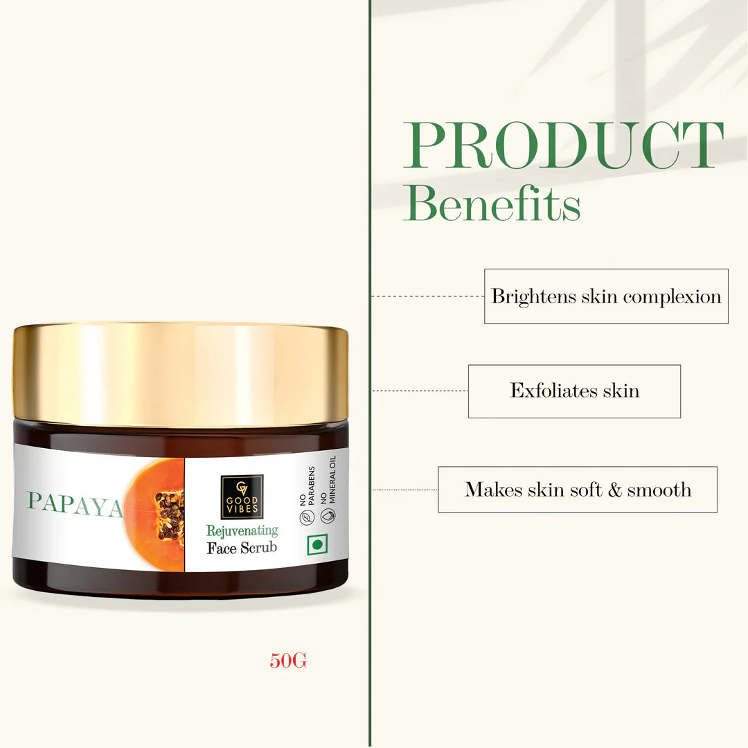 Papaya Rejuvenating Face Scrub l Good Vibes Brand!