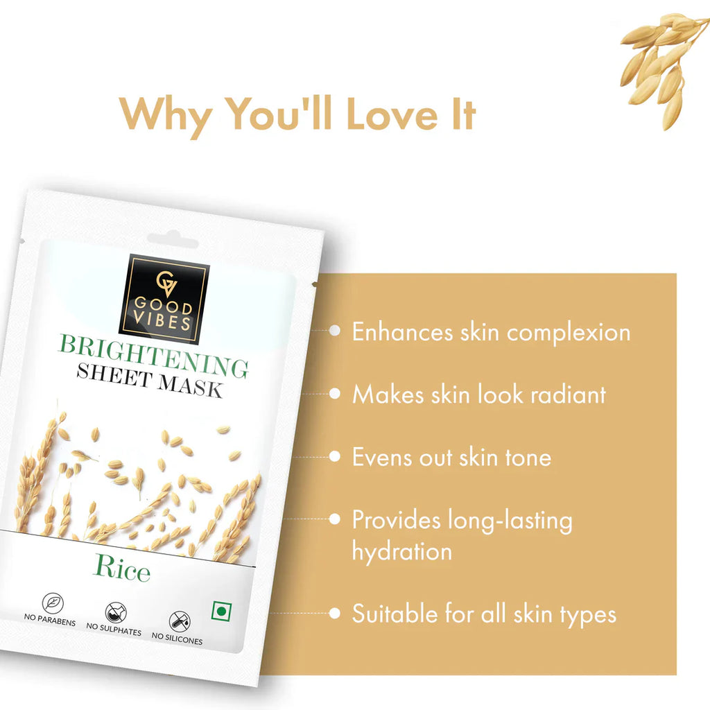 Rice Brightening Sheet Mask Lightweight Hydrating Moisturizing Softening Face Serum Sheet Mask