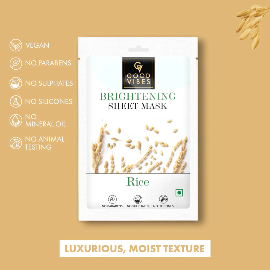 Rice Brightening Sheet Mask Lightweight Hydrating Moisturizing Softening Face Serum Sheet Mask