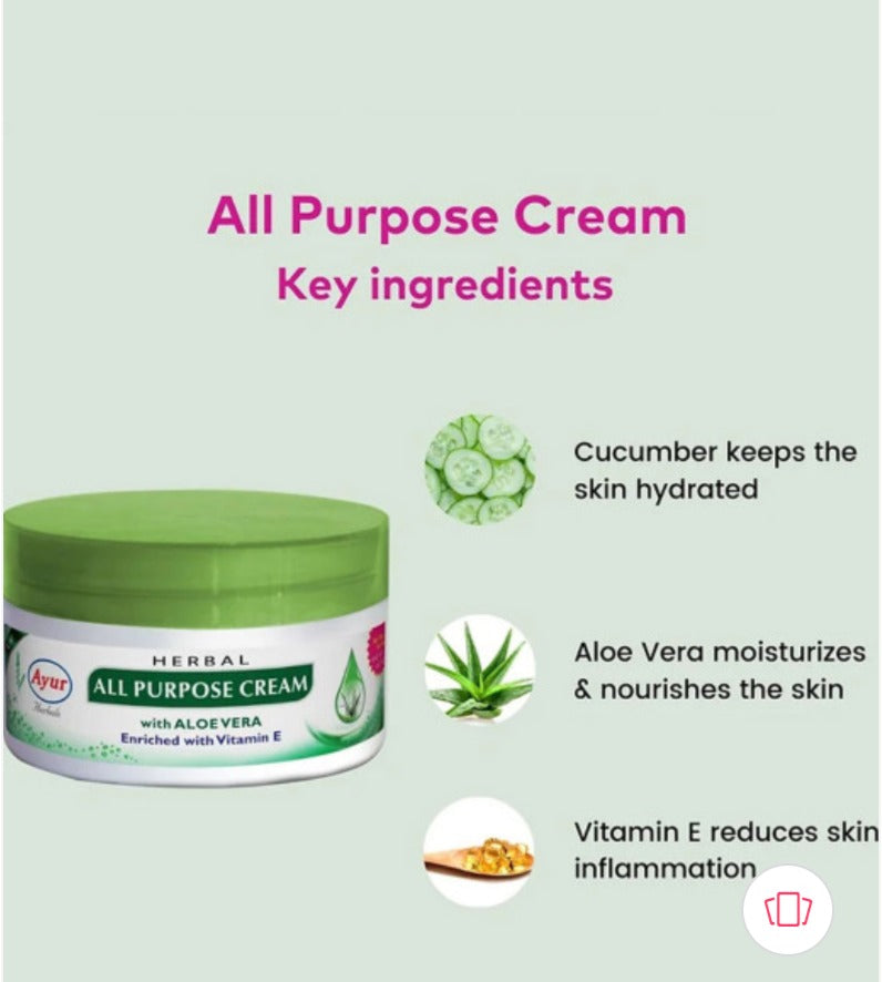 AYUR HERBALS All Purpose Cream With Aloe vera, Cucumber & Vitamin -E - 80ml