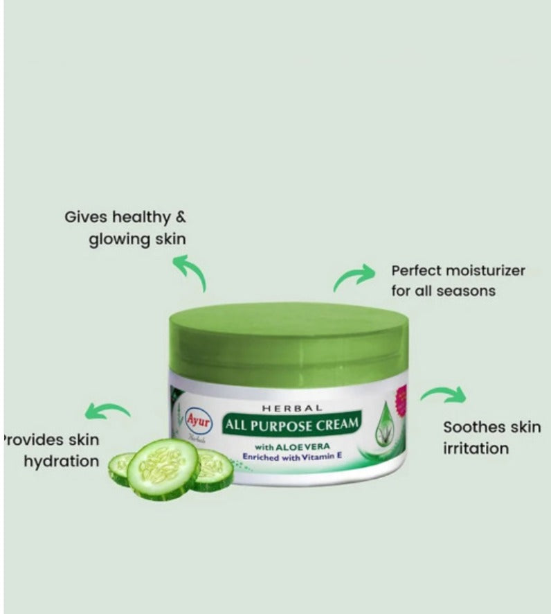 AYUR HERBALS All Purpose Cream With Aloe vera, Cucumber & Vitamin -E - 80ml