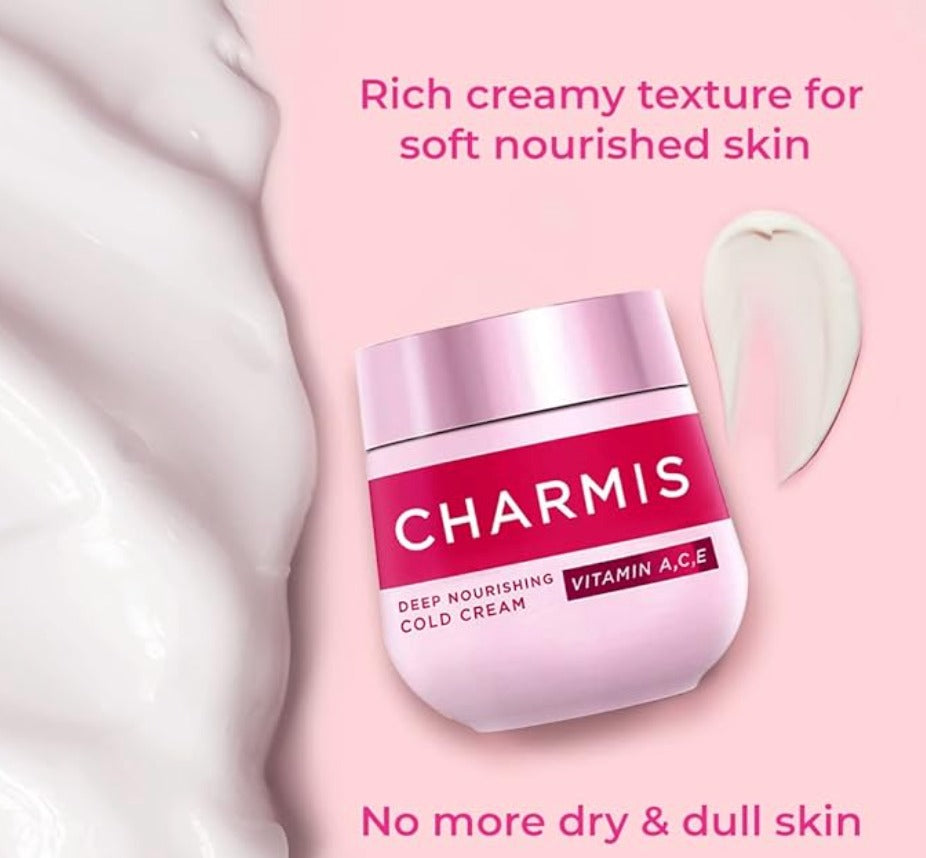 Charmis Deep Nourishing Cold Cream with Vitamin A, C, E, 100ml, for Glowing and Moisturized Skin, for All Skin Types