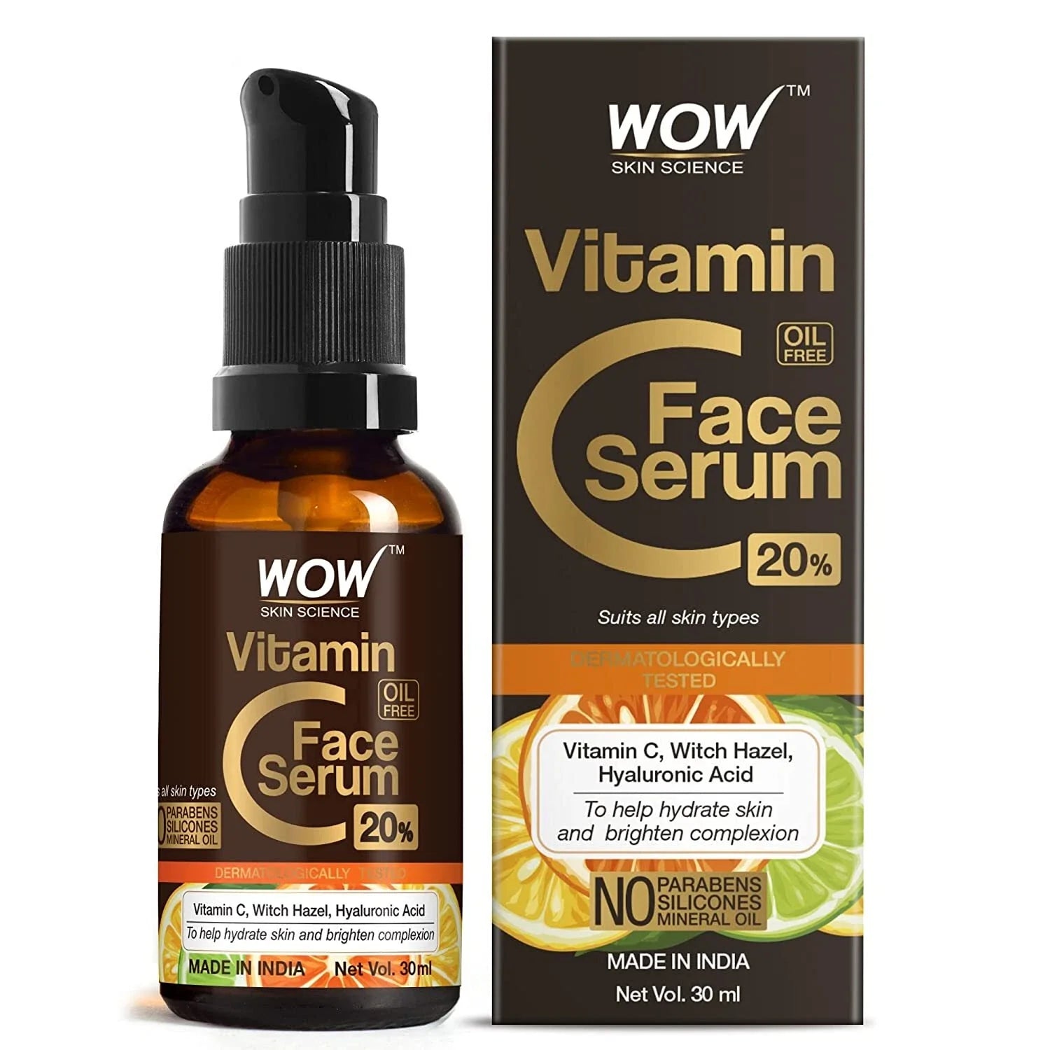 WOW Skin Science Brightening 20% Vitamin C Face Serum -30 ml -For Dark Circles