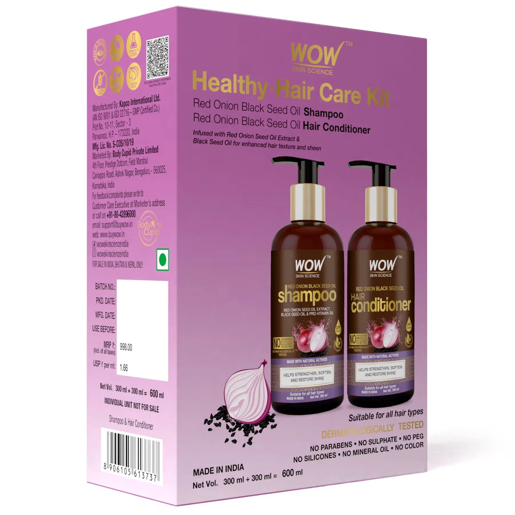 Wow Skin Science Onion Oil Shampoo & Conditioner Kit -600ML